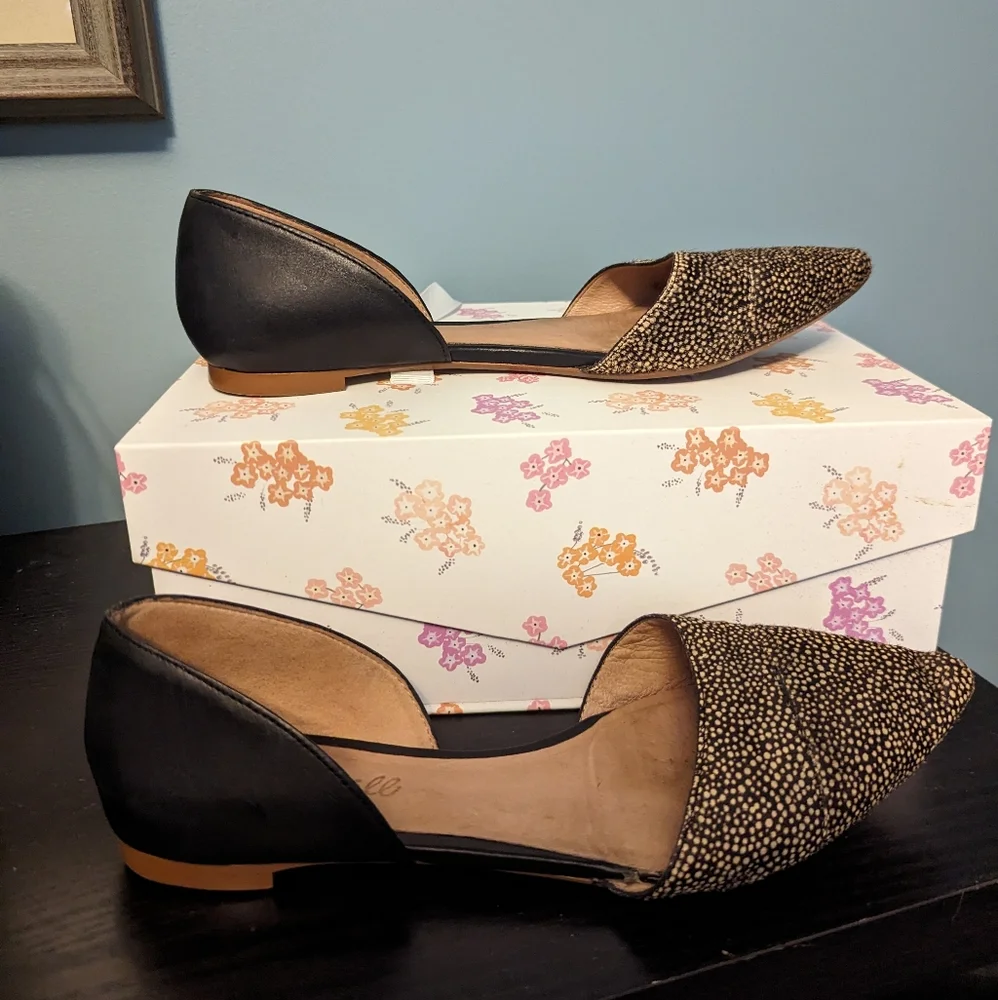 Madewell D'orsay flat in dotted calf hair, size 7